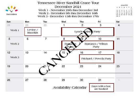 Sandhill Crane Calendar December 2021